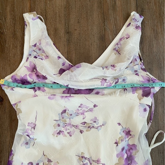 Vintage Be Smart Floral Babydoll Midi Dress 8/10 Fairy Purple Ruffled Sheer - Picture 7 of 10